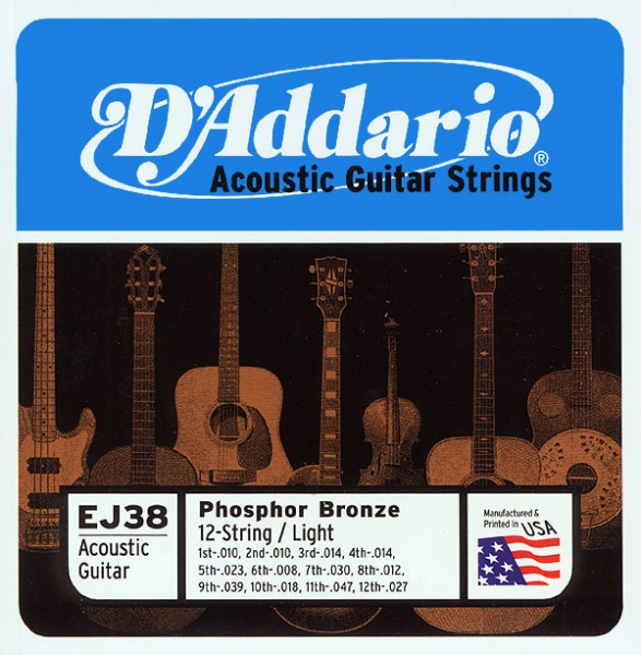 Achat D'addario Phosphor Bronze EJ38 12-strings Light 10-47 - jeu